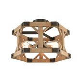 Structure 3-Light Semi Flush in Oil Rubbed Bronze and Natural Wood - Elk Lighting 33321/3