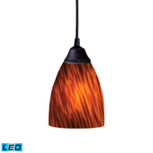 Classico 1 Light Led Pendant In Dark Rust And Espresso Glass - Elk Lighting 406-1ES-LED