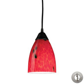Classico 1 Light Pendant In Dark Rust And Fire Red Glass - Elk Lighting 406-1FR-LA