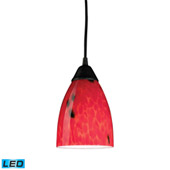 Classico 1 Light Led Pendant In Dark Rust And Fire Red Glass - Elk Lighting 406-1FR-LED