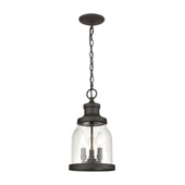Renford 3-Light Outdoor Pendant in Architectural Bronze with Seedy Glass - Elk Lighting 45423/3