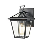 Main Street 1-Light Outdoor Sconce in Black with Clear Glass Enclosure - Elk Lighting 45470/1