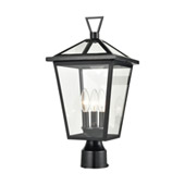 Main Street 3-Light Outdoor Post Mount in Black with Clear Glass Enclosure - Elk Lighting 45475/3