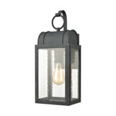 Heritage Hills 1-Light Outdoor Sconce in Aged Zinc with Seedy Glass Enclosure - Elk Lighting 45481/1