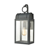 Heritage Hills 1-Light Outdoor Sconce in Aged Zinc with Seedy Glass Enclosure - Elk Lighting 45482/1