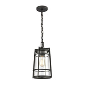 Crofton 1-Light Outdoor Pendant in Charcoal with Clear Glass - Elk Lighting 45493/1