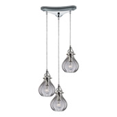 Danica 3 Light Pendant In Polished Chrome And Clear Glass - Elk Lighting 46014/3