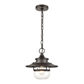 Renninger 1-Light Outdoor Pendant in Oil Rubbed Bronze with Clear Glass - Elk Lighting 46072/1