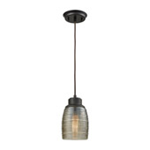 Muncie 1-Light Mini Pendant in Oil Rubbed Bronze with Champagne-plated Spun Glass - Elk Lighting 46216/1