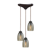 Muncie 3-Light Triangular Pendant Fixture in Oil Rubbed Bronze with Champagne-plated Spun Glass - Elk Lighting 46216/3