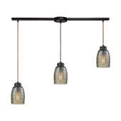 Muncie 3-Light Linear Mini Pendant Fixture in Oil Rubbed Bronze with Champagne-plated Spun Glass - Elk Lighting 46216/3L