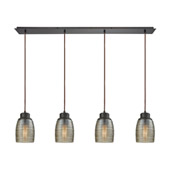 Muncie 4-Light Linear Pendant Fixture in Oil Rubbed Bronze with Champagne-plated Spun Glass - Elk Lighting 46216/4LP