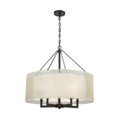 Ashland 5-Light Chandelier in Matte Black with Webbed Organza and White Fabric Shade - Elk Lighting 46268/5