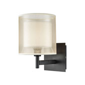 Ashland 1-Light Vanity Lamp in Matte Black with Webbed Organza and White Fabric Shade - Elk Lighting 46300/1