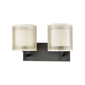 Ashland 2-Light Vanity Lamp in Matte Black with Webbed Organza and White Fabric Shades - Elk Lighting 46301/2