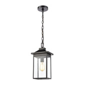 Lamplighter 1-Light Hanging in Matte Black with Seedy Glass - Elk Lighting 46703/1