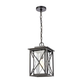 Carriage Light 1-Light Hanging in Matte Black with Seedy Glass - Elk Lighting 46753/1