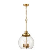 Chandra 4-Light Pendant in Burnished Brass with Clear Glass - Elk Lighting 46834/4