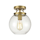 Bernice 1-Light Semi Flush in Brushed Antique Brass with Clear Glass - Elk Lighting 47184/1