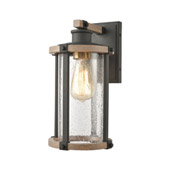 Geringer 1-Light Sconce in Charcoal and Beechwood with Seedy Glass - Elk Lighting 47280/1