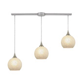 Fusion 3-Light Linear Mini Pendant Fixture in Satin Nickel with White Mosaic Glass - Elk Lighting 529-3L-WHT