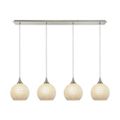 Fusion 4-Light Linear Pendant Fixture in Satin Nickel with White Mosaic Glass - Elk Lighting 529-4LP-WHT