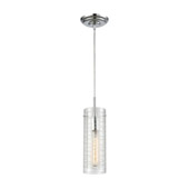 Swirl 1-Light Mini Pendant in Polished Chrome with Clear Etched Glass - Elk Lighting 56595/1