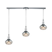 Ravette 3-Light Linear Mini Pendant Fixture in Polished Chrome with Clear Ribbed Glass - Elk Lighting 56623/3L