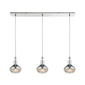 Ravette 3-Light Linear Mini Pendant Fixture in Polished Chrome with Clear Ribbed Glass - Elk Lighting 56623/3LP