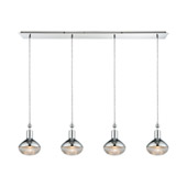 Ravette 4-Light Linear Pendant Fixture in Polished Chrome with Clear Ribbed Glass - Elk Lighting 56623/4LP