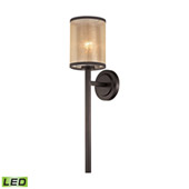 Diffusion 1-Light Wall Lamp in Oiled Bronze with Organza and Mercury Glass - Includes LED Bulb - Elk Lighting 57023/1-LED