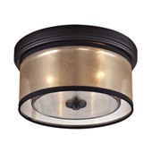 Diffusion 2-Light Flush Mount in Oiled Bronze with Organza and Mercury Glass - Elk Lighting 57025/2