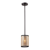 Diffusion 1-Light Mini Pendant in Oiled Bronze with Organza and Mercury Glass - Elk Lighting 57026/1