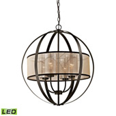 Diffusion 4-Light Chandelier in Oiled Bronze with Organza and Mercury Glass - Includes LED Bulbs - Elk Lighting 57029/4-LED