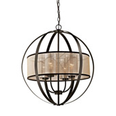 Diffusion 4-Light Chandelier in Oiled Bronze with Organza and Mercury Glass - Elk Lighting 57029/4