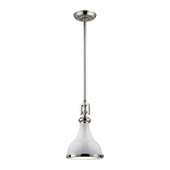 Rutherford 1-Light Mini Pendant in Polished Nickel with Gloss White Shade - Elk Lighting 57040/1