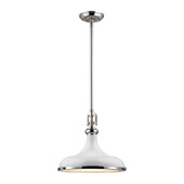 Rutherford 1-Light Pendant in Polished Nickel with Gloss White Shade - Elk Lighting 57041/1
