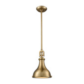 Rutherford 1-Light Mini Pendant in Satin Brass with Metal Shade - Includes Recessed Adapter Kit - Elk Lighting 57070/1-LA