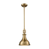 Rutherford 1-Light Mini Pendant in Satin Brass with Metal Shade - Elk Lighting 57070/1