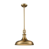 Rutherford 1-Light Pendant in Satin Brass with Metal Shade - Elk Lighting 57071/1