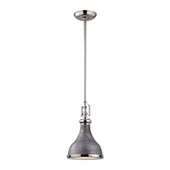 Rutherford 1 Light Pendant In Polished Nickel And Weathered Zinc - Elk Lighting 57080/1