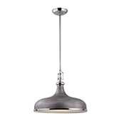 Rutherford 1 Light Pendant In Polished Nickel And Weathered Zinc - Elk Lighting 57082/1