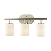 Pemlico 3-Light Vanity Lamp in Satin Nickel with White Glass - Elk Lighting 57132/3