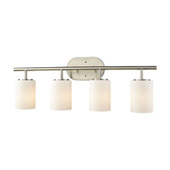 Pemlico 4-Light Vanity Lamp in Satin Nickel with White Glass - Elk Lighting 57133/4