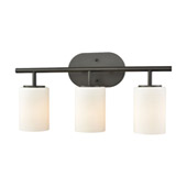Pemlico 3-Light Vanity Lamp in Oil Rubbed Bronze with White Glass - Elk Lighting 57142/3