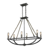 Natural Rope 6 Light Chandelier In Silvered Graphite With Polished Nickel Accents - Elk Lighting 63055-6