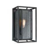 Eastgate 1-Light Sconce in Textured Black with Seedy Glass Panels - Elk Lighting 65260/1