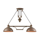 Farmhouse 2-Light Adjustable Island Light in Tarnished Brass with Matching Shade - Elk Lighting 65272-2