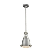 Sylvester 1-Light Mini Pendant in Satin Nickel and Weathered Zinc with Metal Shade - Elk Lighting 65283/1