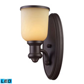 Brooksdale 1 Light Led Wall Sconce In Oiled Bronze And Amber Glass - Elk Lighting 66170-1-LED